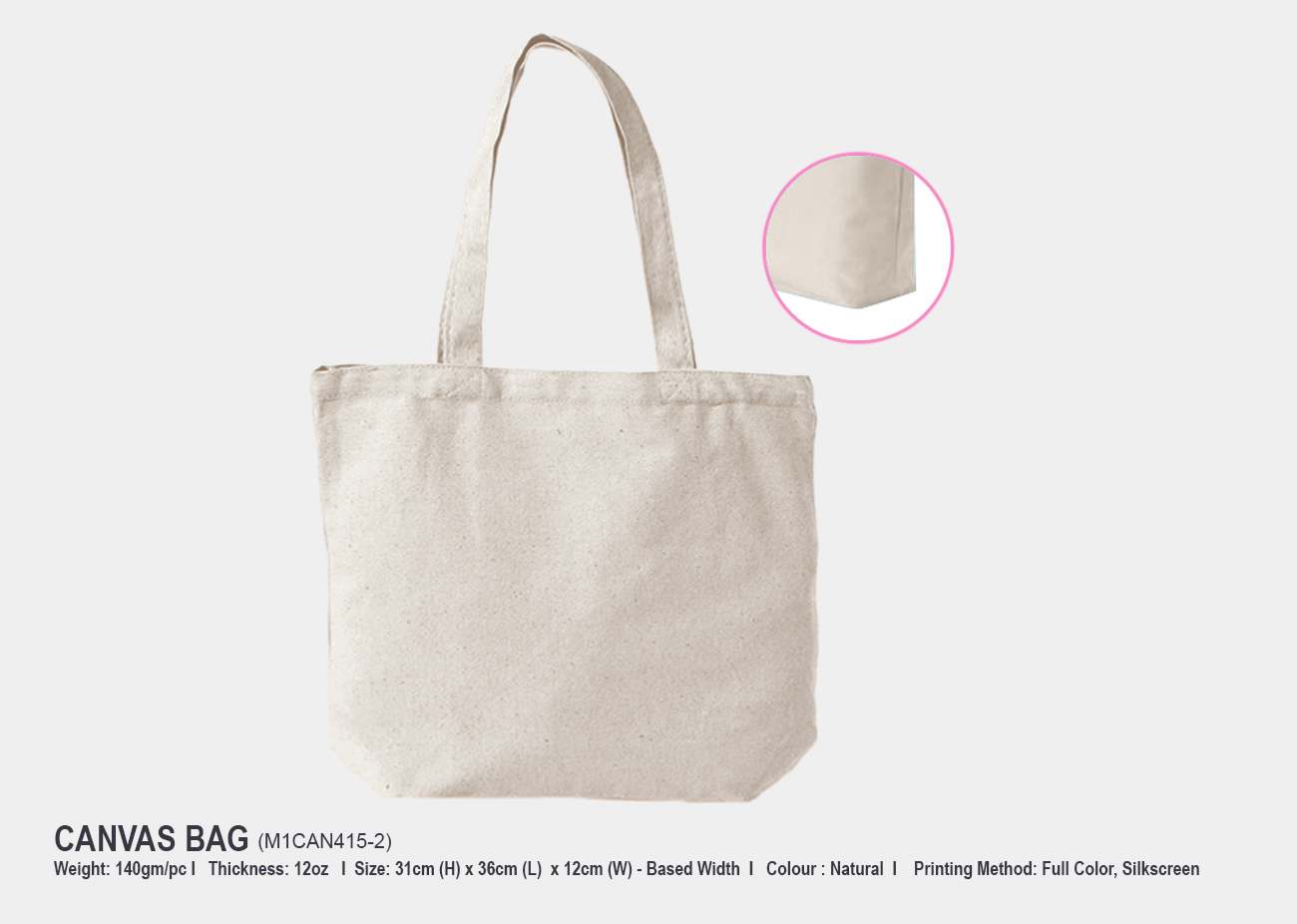 Canvas Bag M1CAN415-2 <br> 31cm(H) x 36cm(L) x 12cm(W)