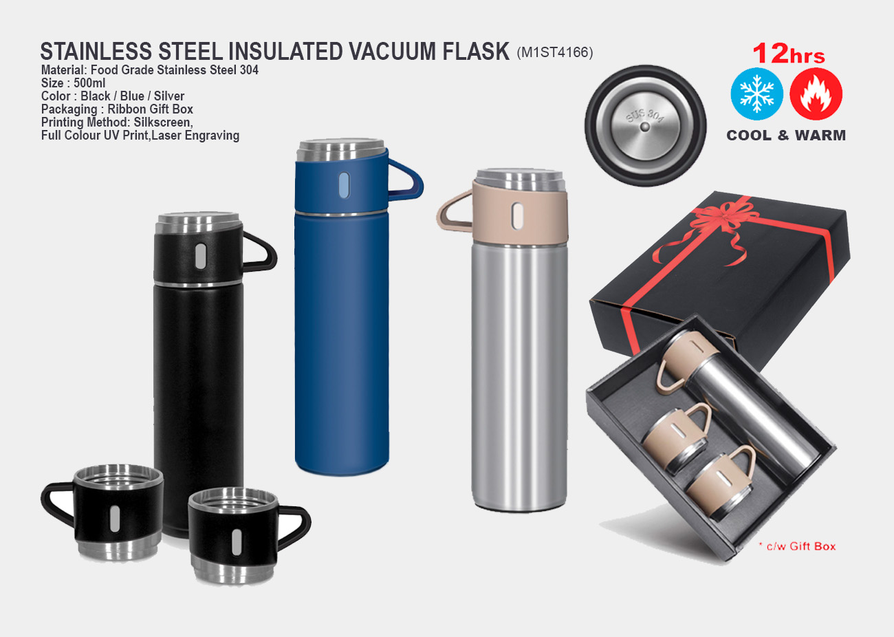 Stainless Steel Vacuum Flask Set