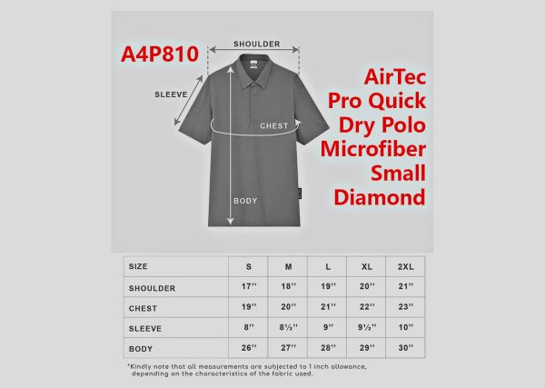 AirTec ProQuick Dry Polo-Microfiber small diamond A4P810 chart