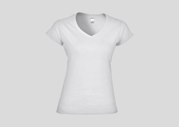 Gildan Ladies V-Neck T-shirt A274V11L White