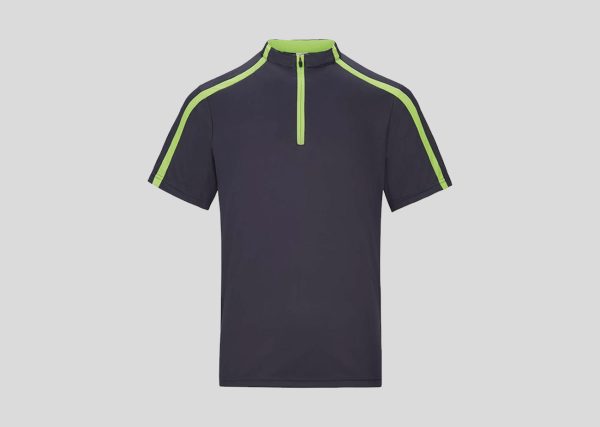 Polo Neck Collar A3M4711 Dark Grey-Fluorescent Green