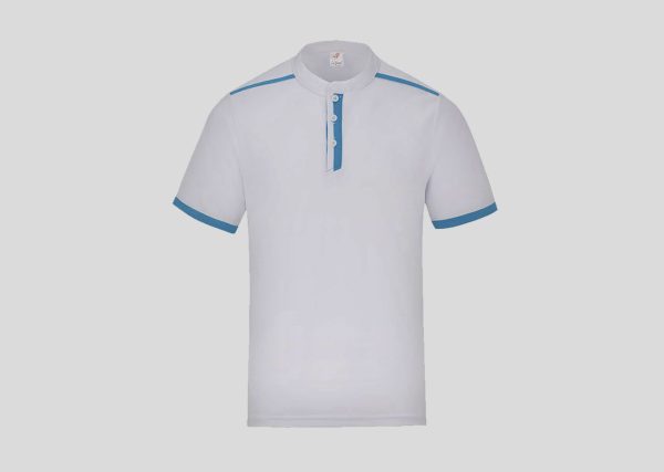 Polo Neck Collar A3M4911 White-Sea Blue