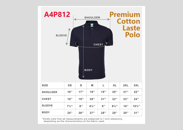 Premium Cotton Lacoste Polo A4P812 chart