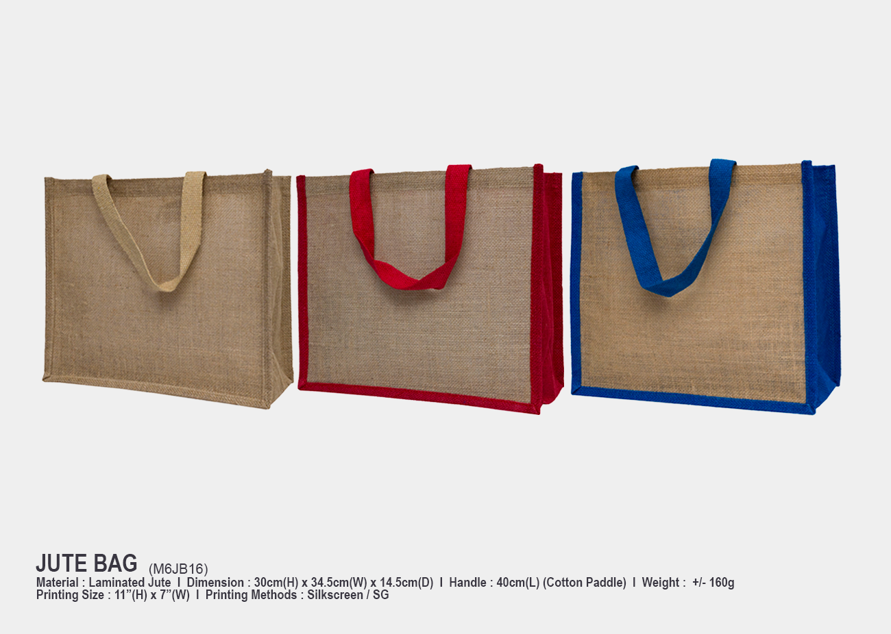 Jute Bag M6JB16 <br> 30cm(H) x 34.5cm(W) x 14.5cm(D)
