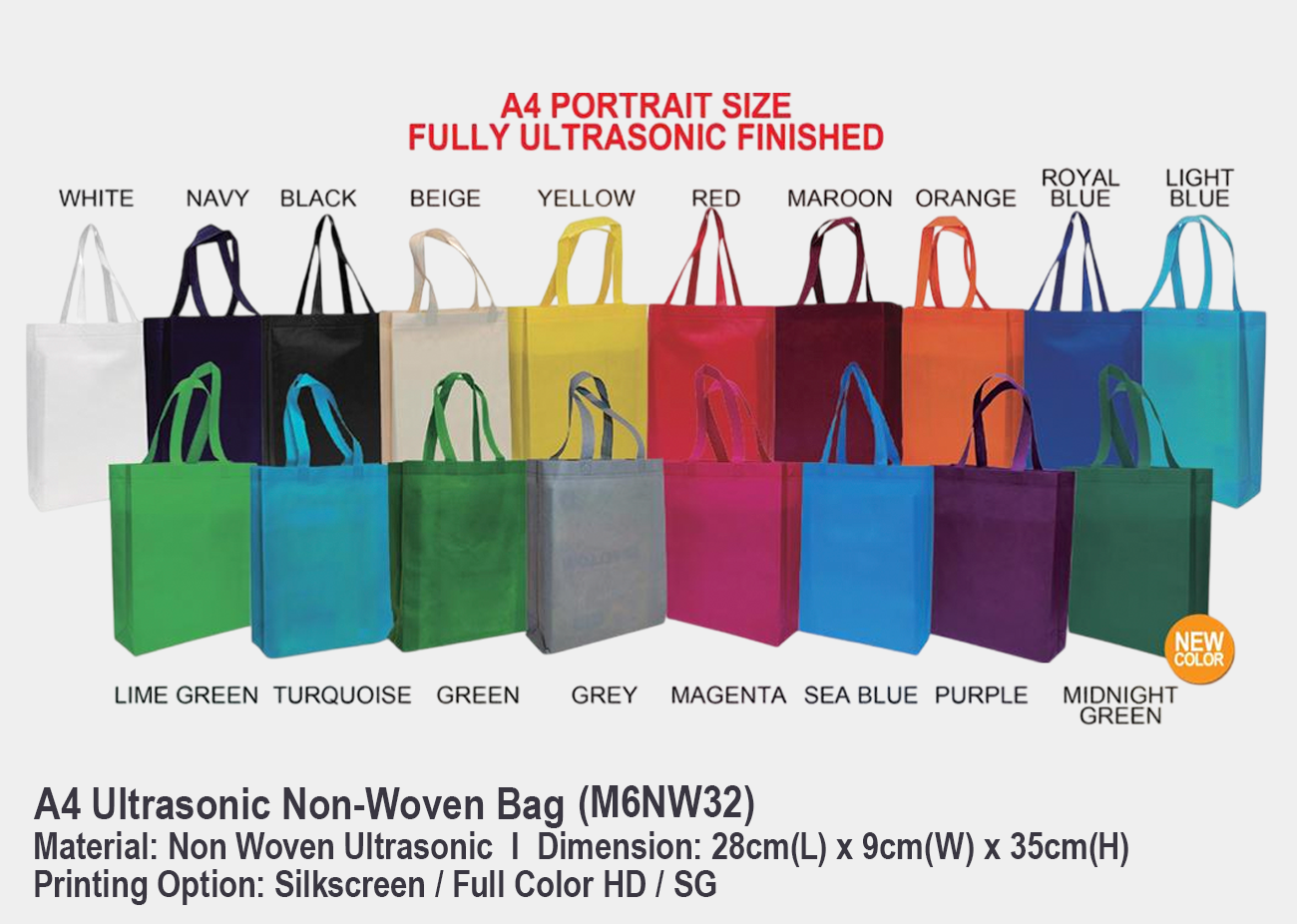 ULTRASONIC Non Woven Bag M6NW32<br> A4 Potrait