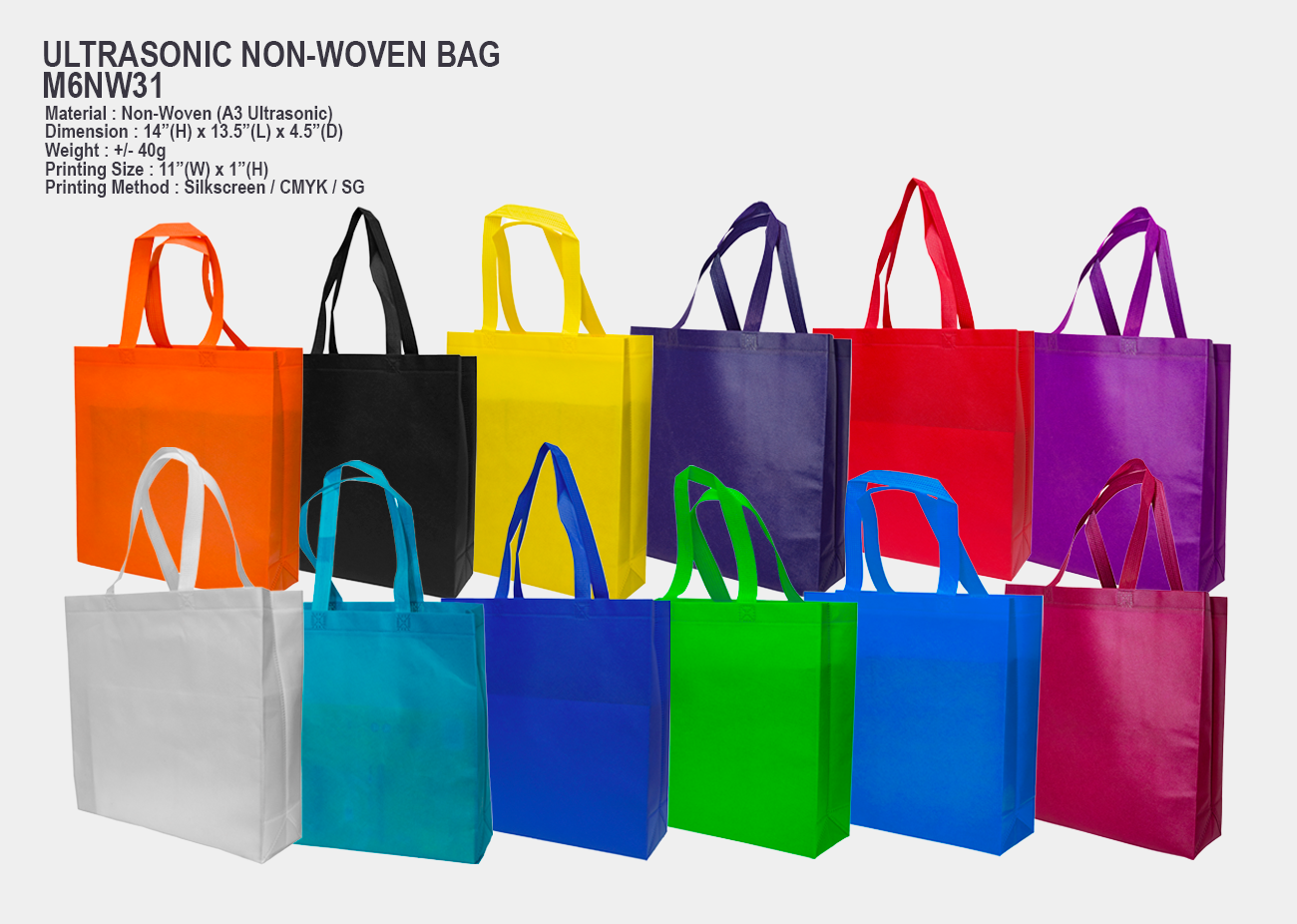 ULTRASONIC Non Woven Bag M6NW31<br>A3 Size