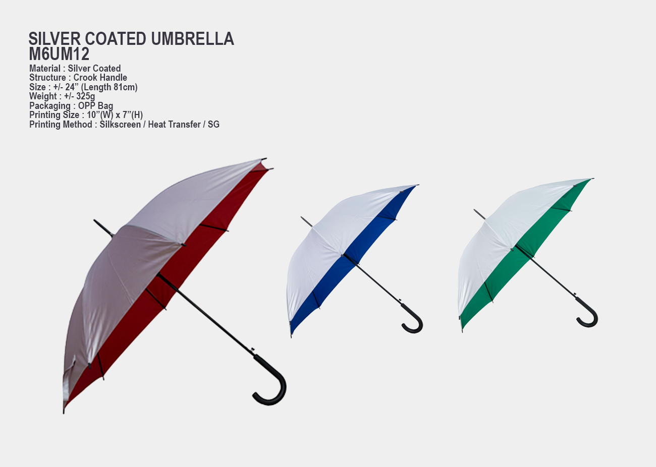 24" Silver Coated Umbrella M6UM12