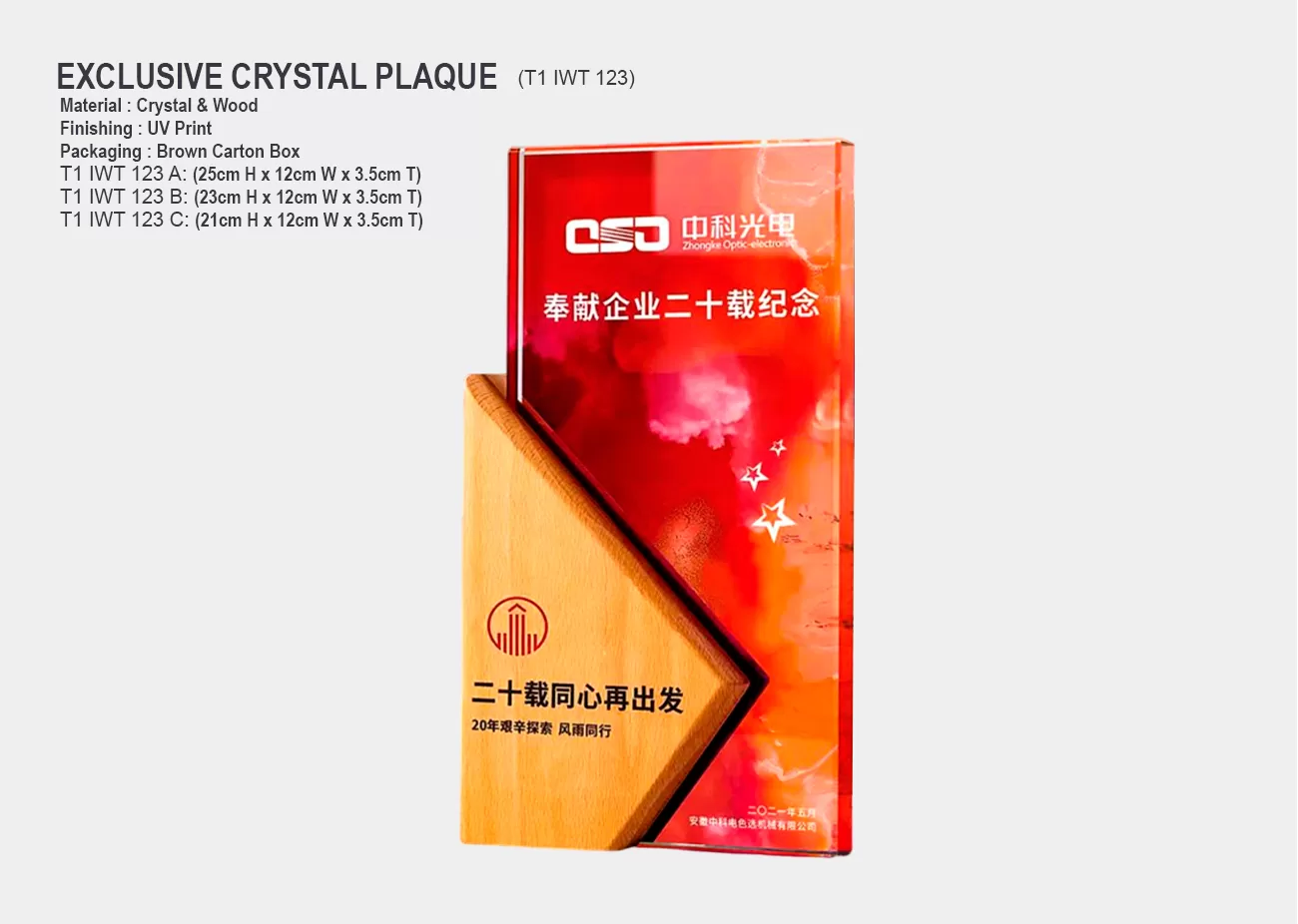 Crystal Plaque Award