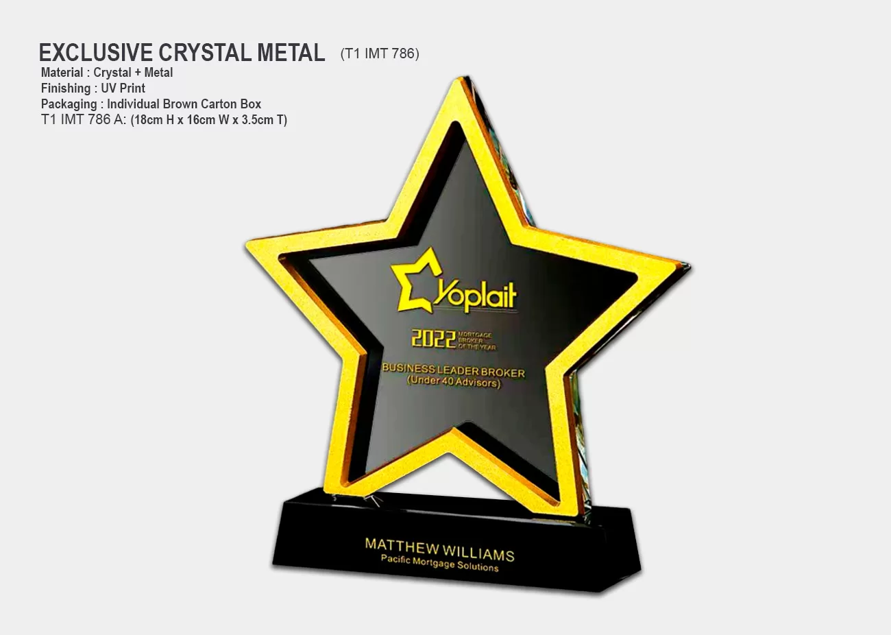 crystal trophy award