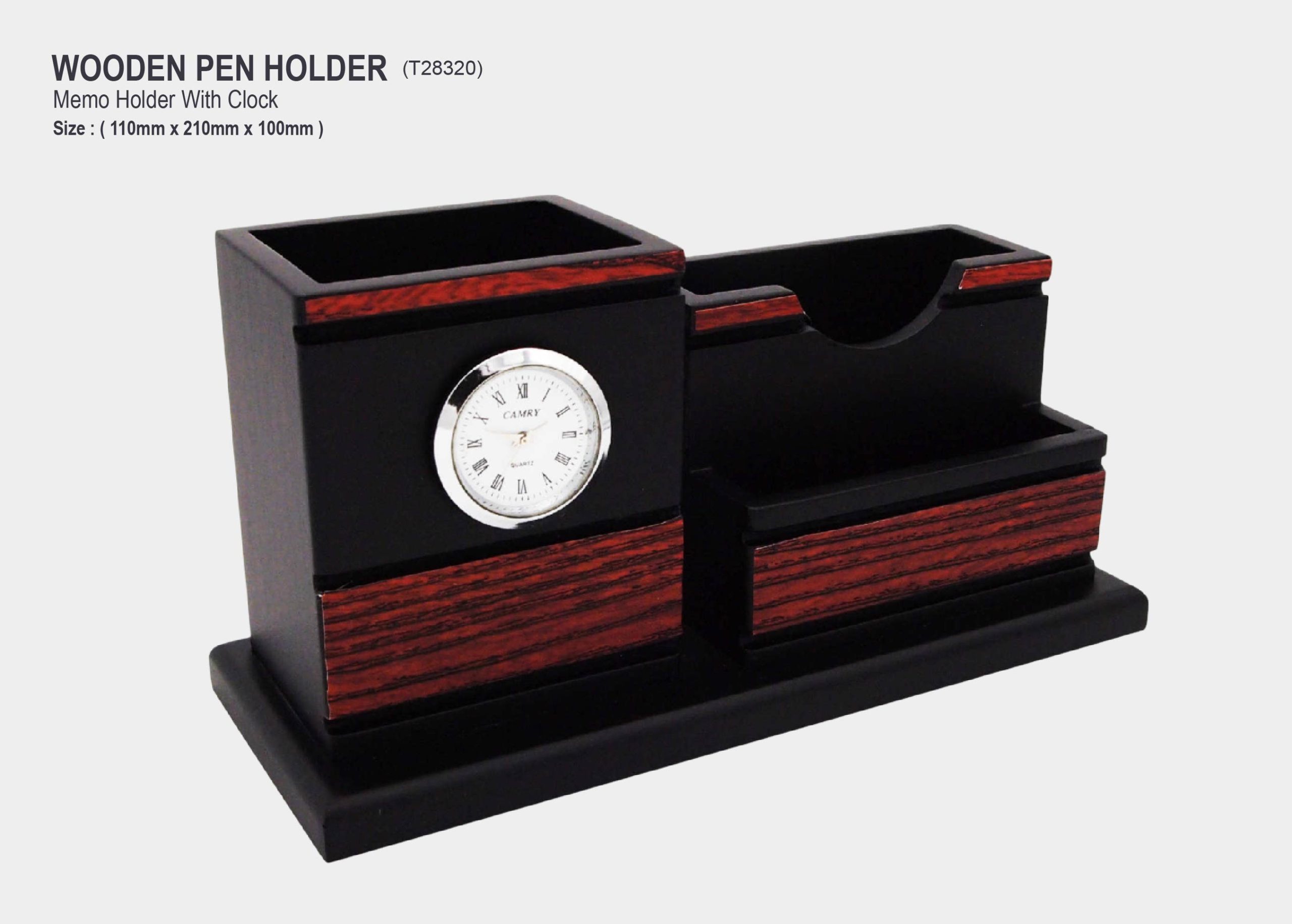 Pen Holder & Memo Holder With Clock