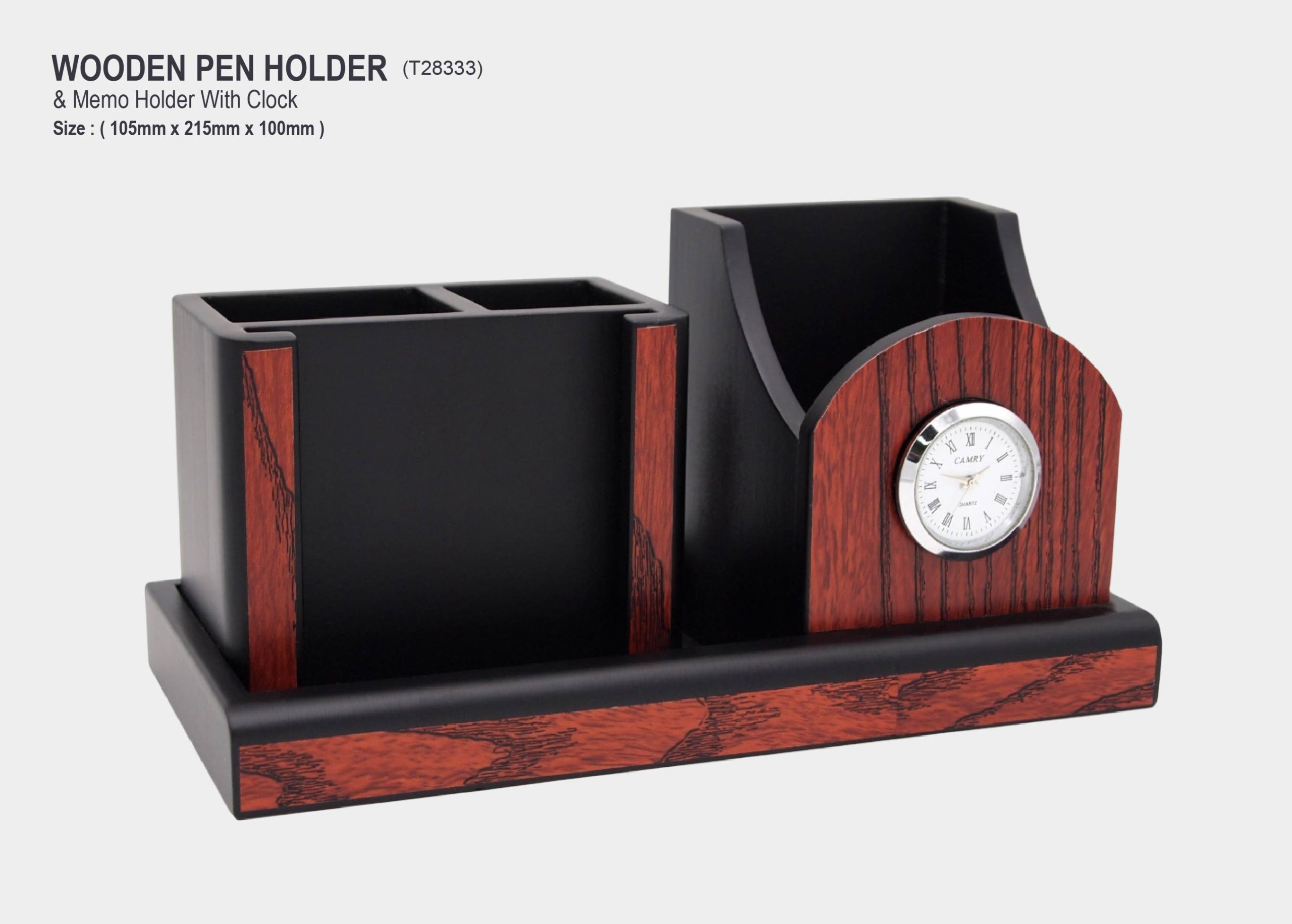 Pen Holder & Memo Holder With Clock