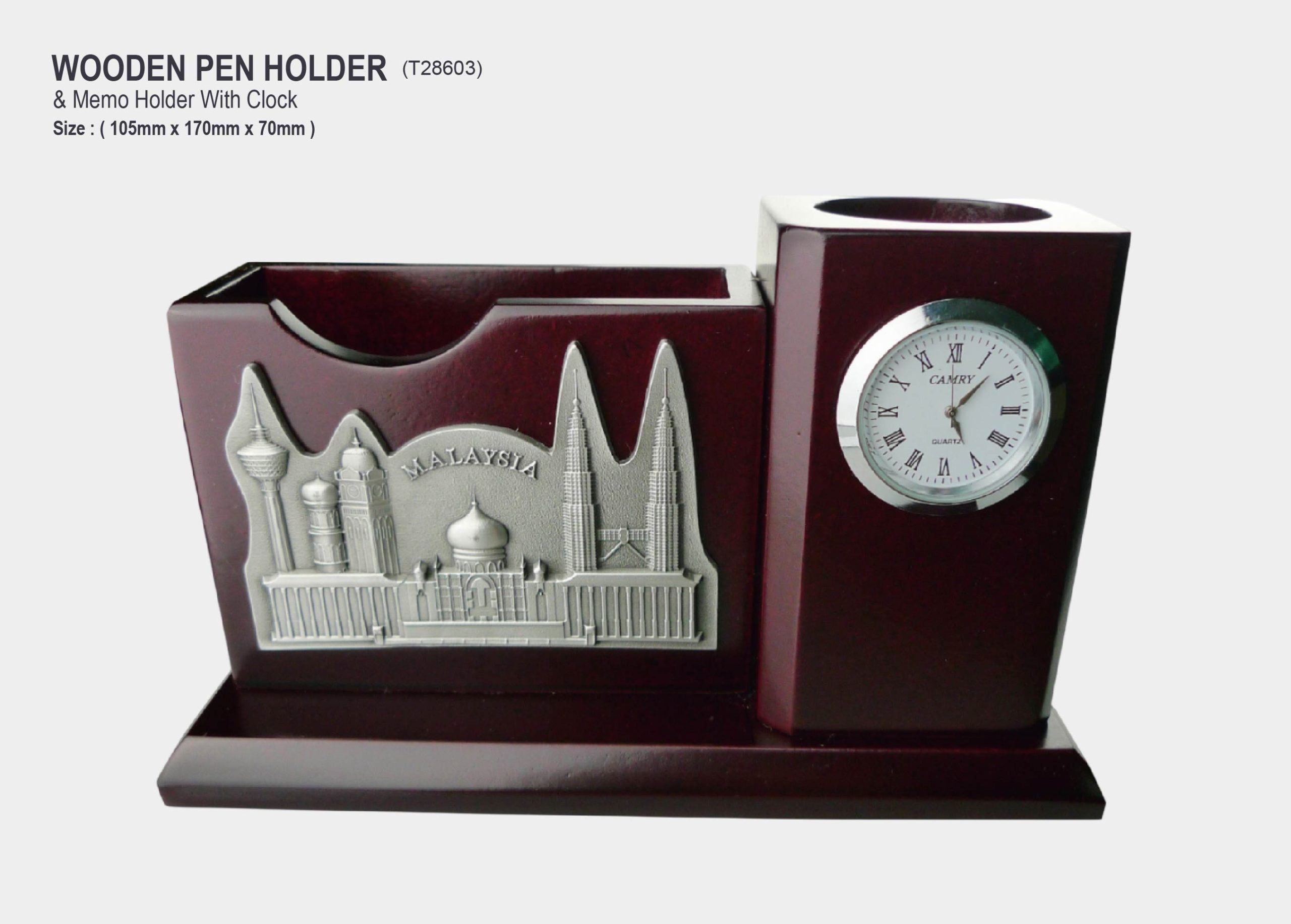 Pen Holder & Memo Holder With Clock