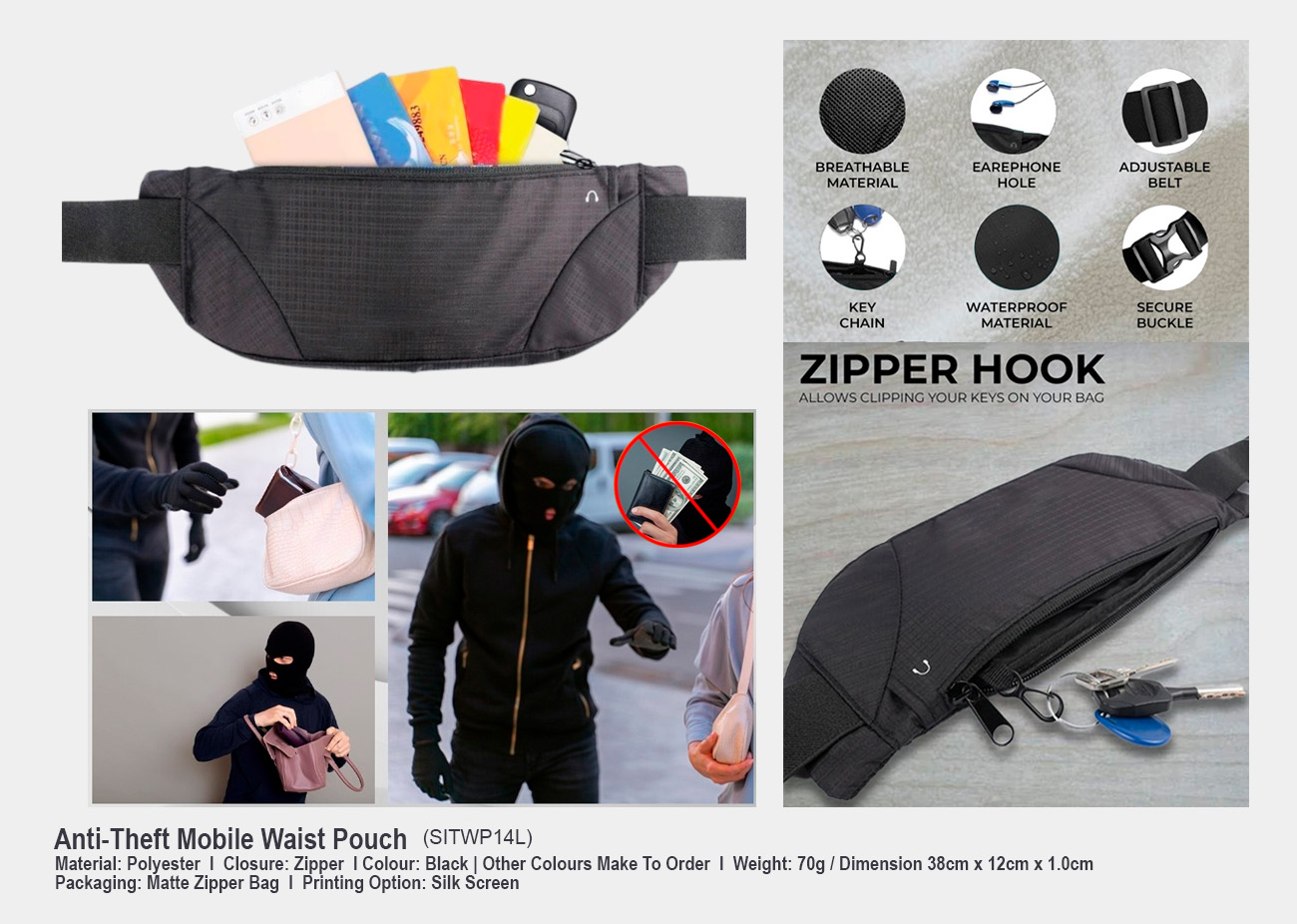 Pouch Bag SITWP14L <br> 38cm(L) x 12cm(W) x 1cm(H)