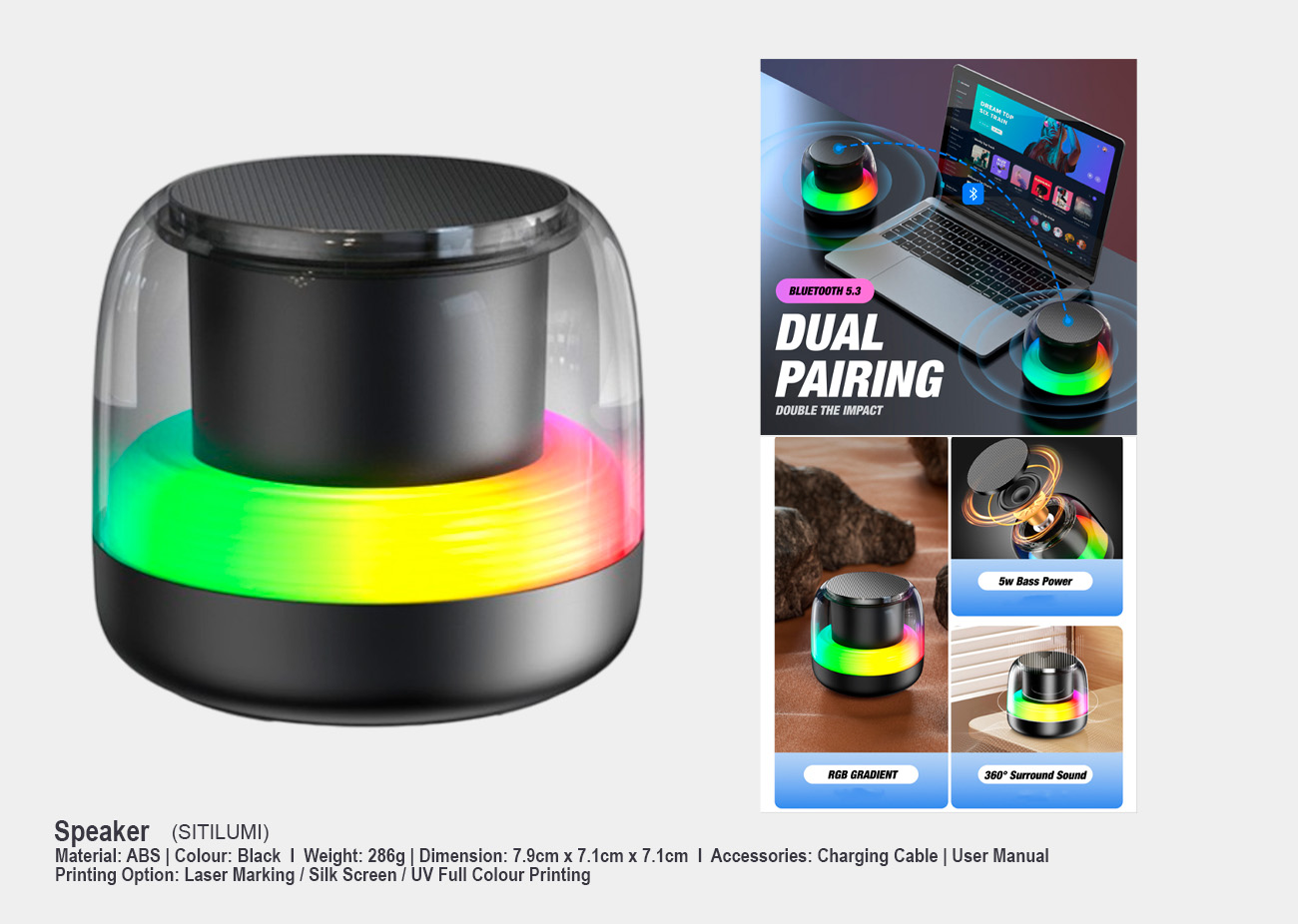 Multifunction Speaker SITILumi <br> 7.9cm x 7.1cm x 7.1cm