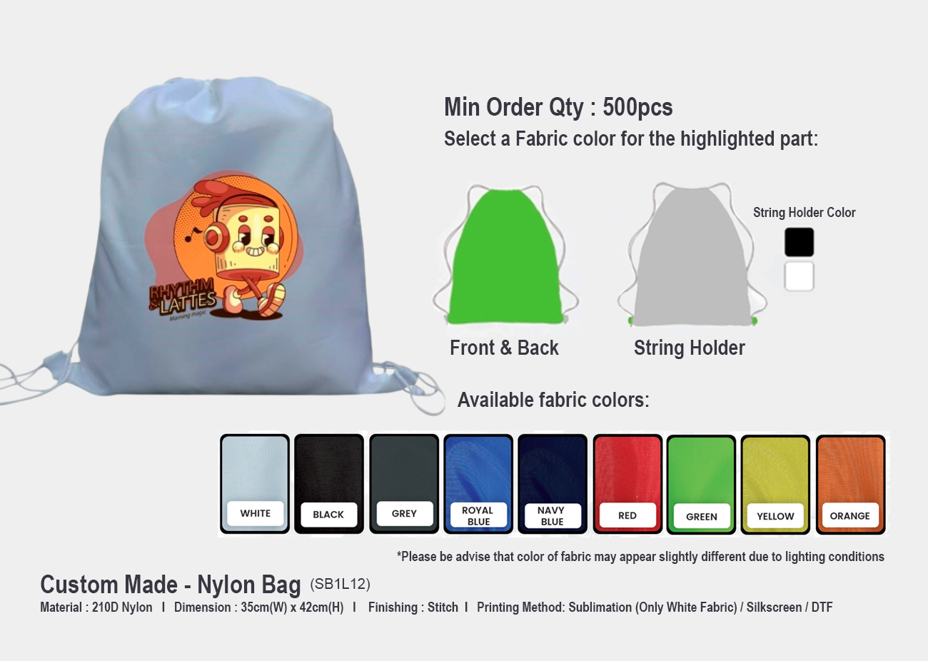 Drawstring Nylon Bag SB1L12 <br> 35mm(W) x 42mm(H) (A3)