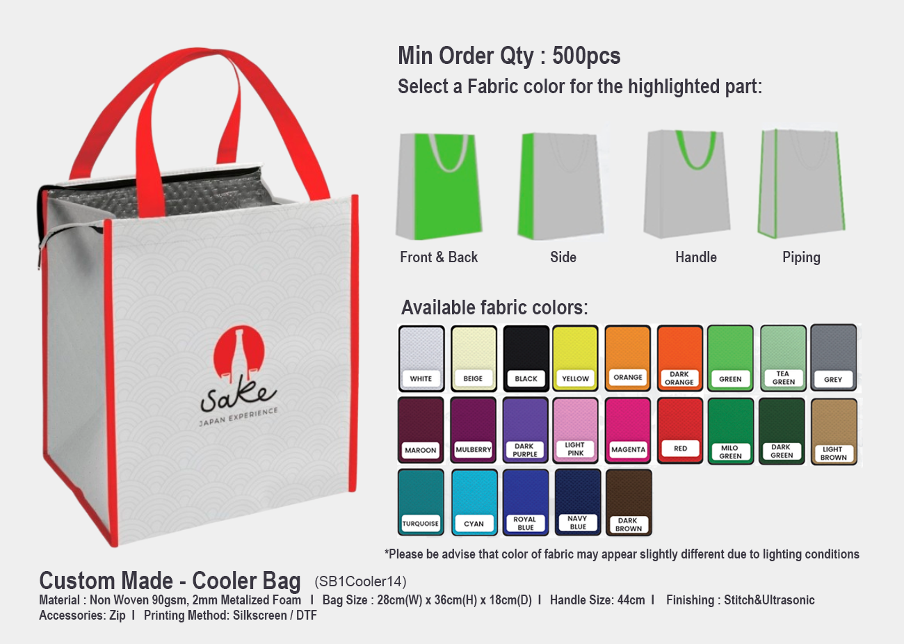 Cooler Bag SB1Cooler14<br> 28cm (W) x 36cm (H) x 18cm (D)