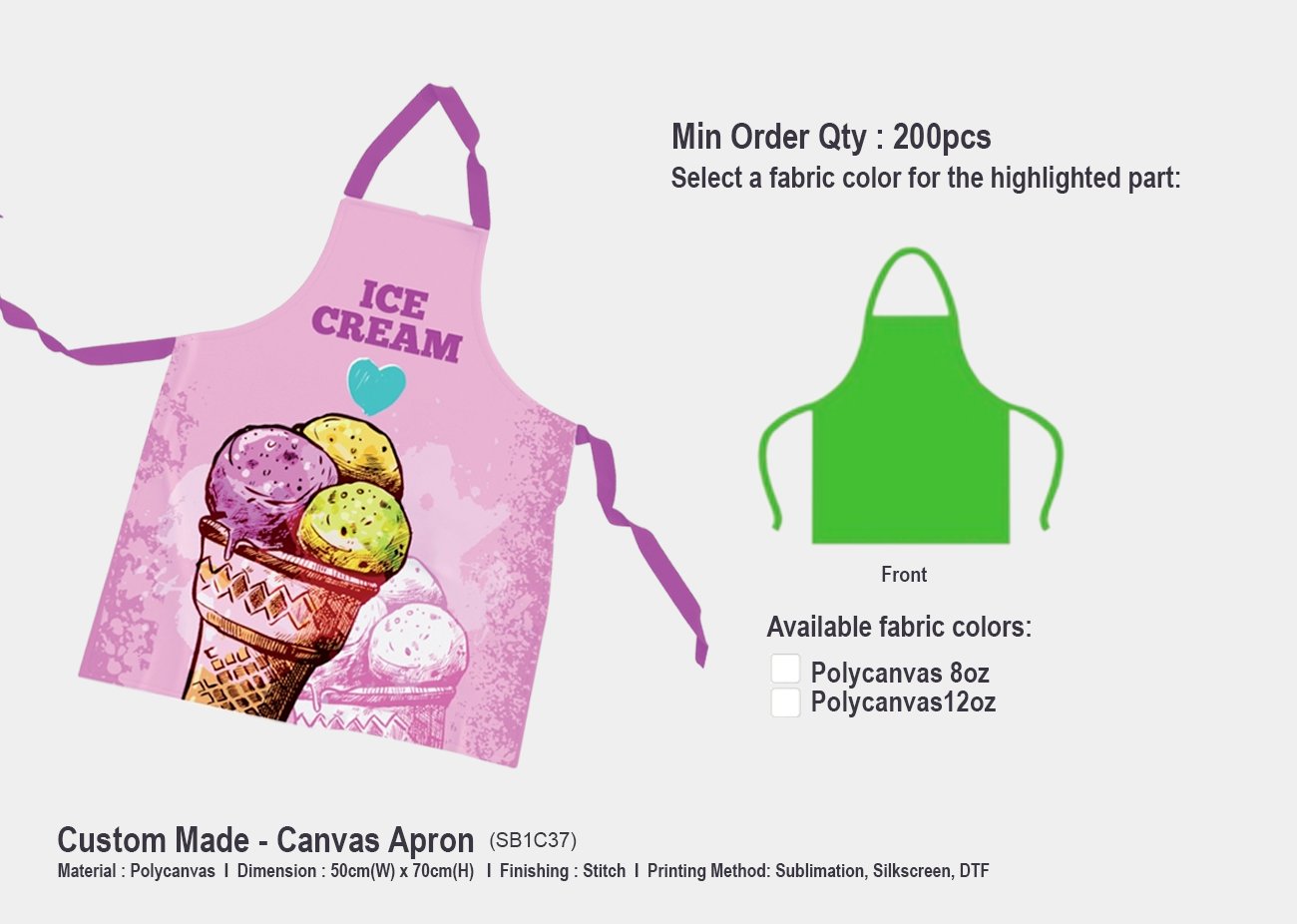 Apron SB1C37 <br> 50cm(W) x 70cm(H)