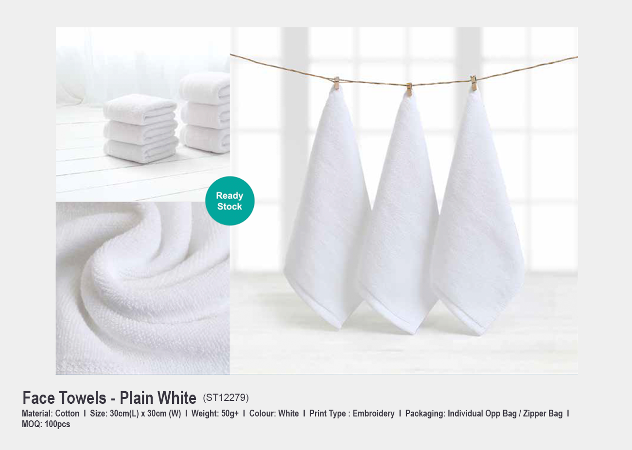 Face Towel ST12279 <br> 30cm(L) x 30cm (W)