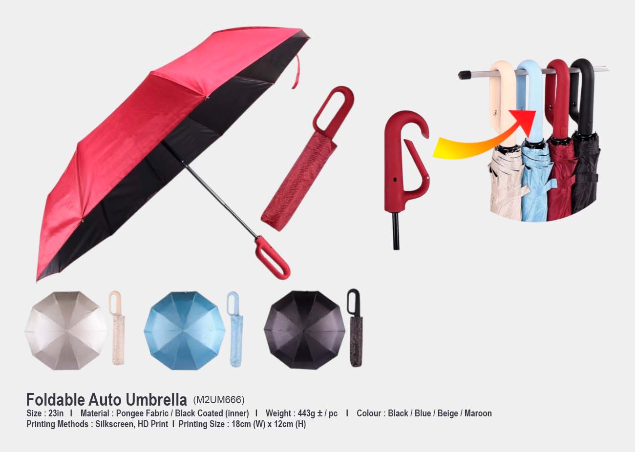 23" Foldable Auto Umbrella M2UM666