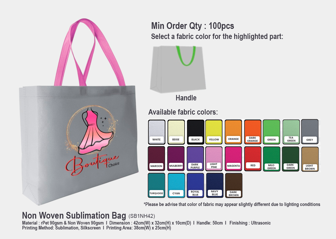rPET Non Woven Bag SB1NH42 <br> 42cm(W) x 32cm(H) x 10cm(D)