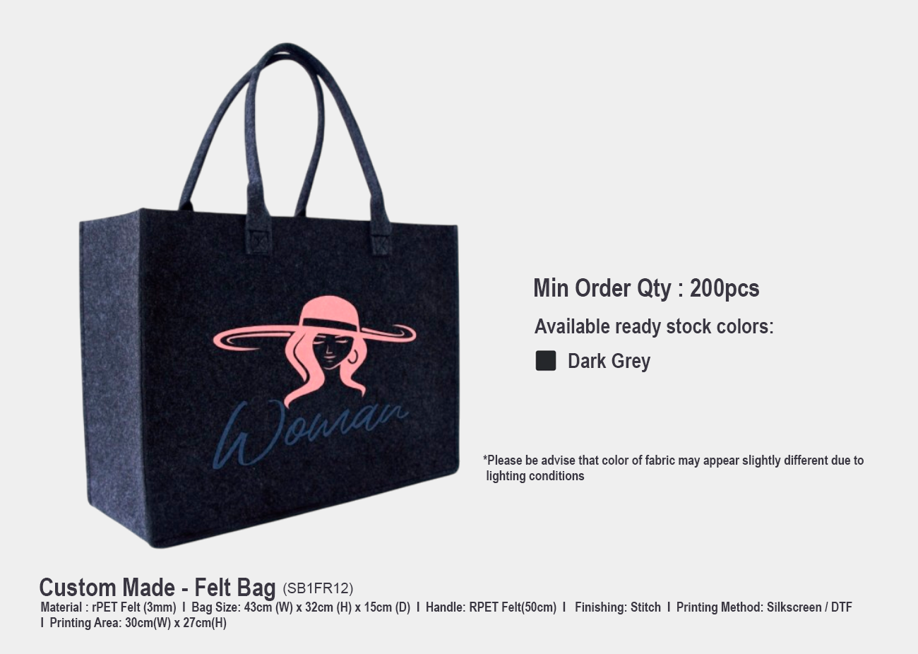 rPET Felt Document Bag SB1FR12 <br> A4 (Custom Made)