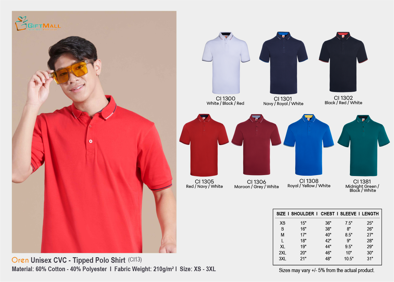 Oren CI 13 (210gsm)<br>Unisex CVC Cotton