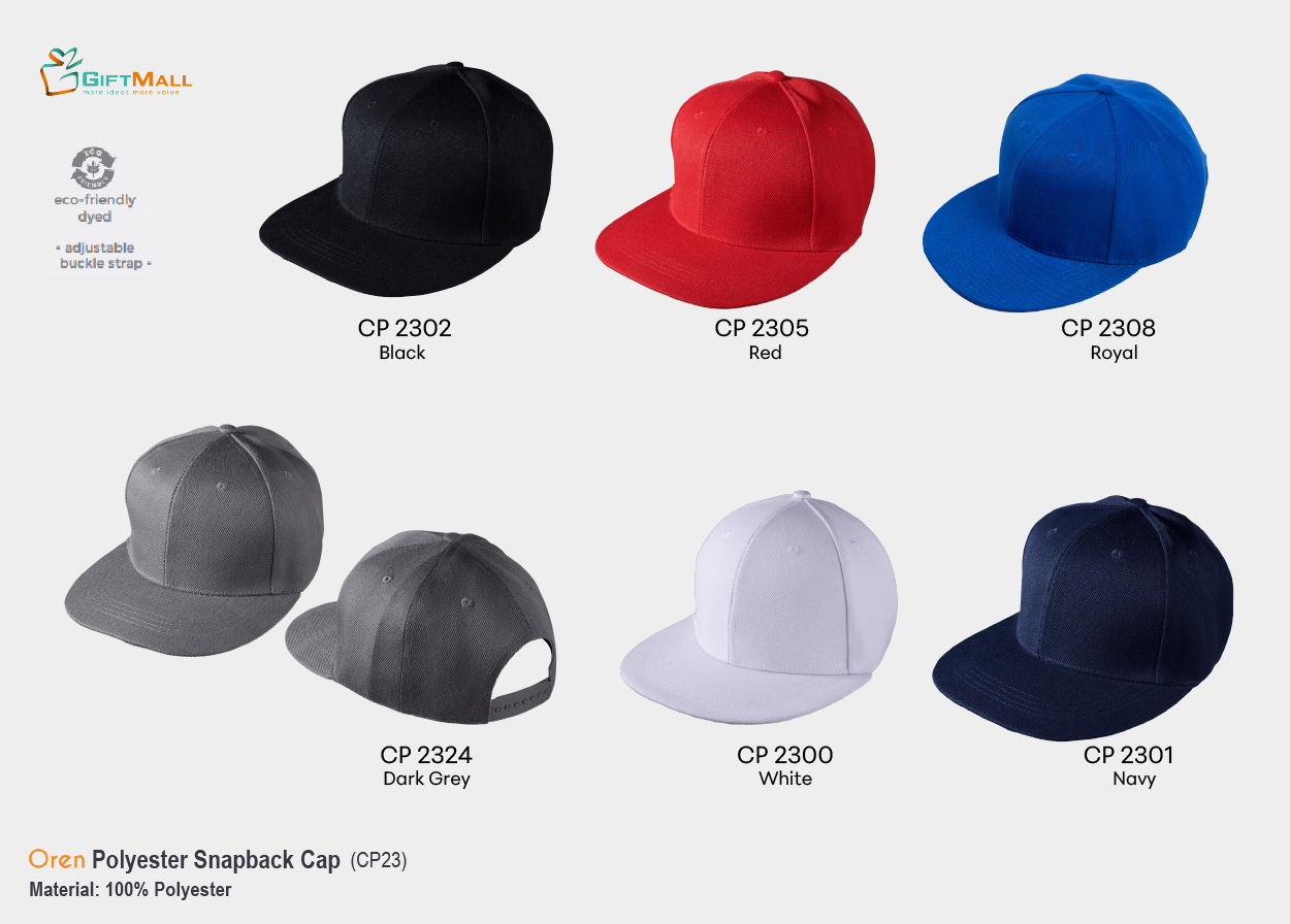 Oren CP23<br>Polyester Snapback Cap