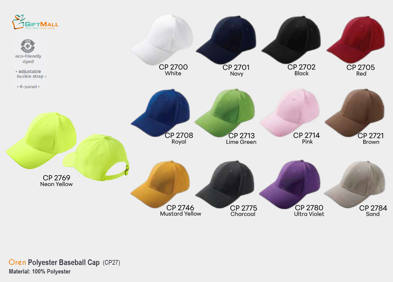Oren CP27<br>Polyester Baseball Cap