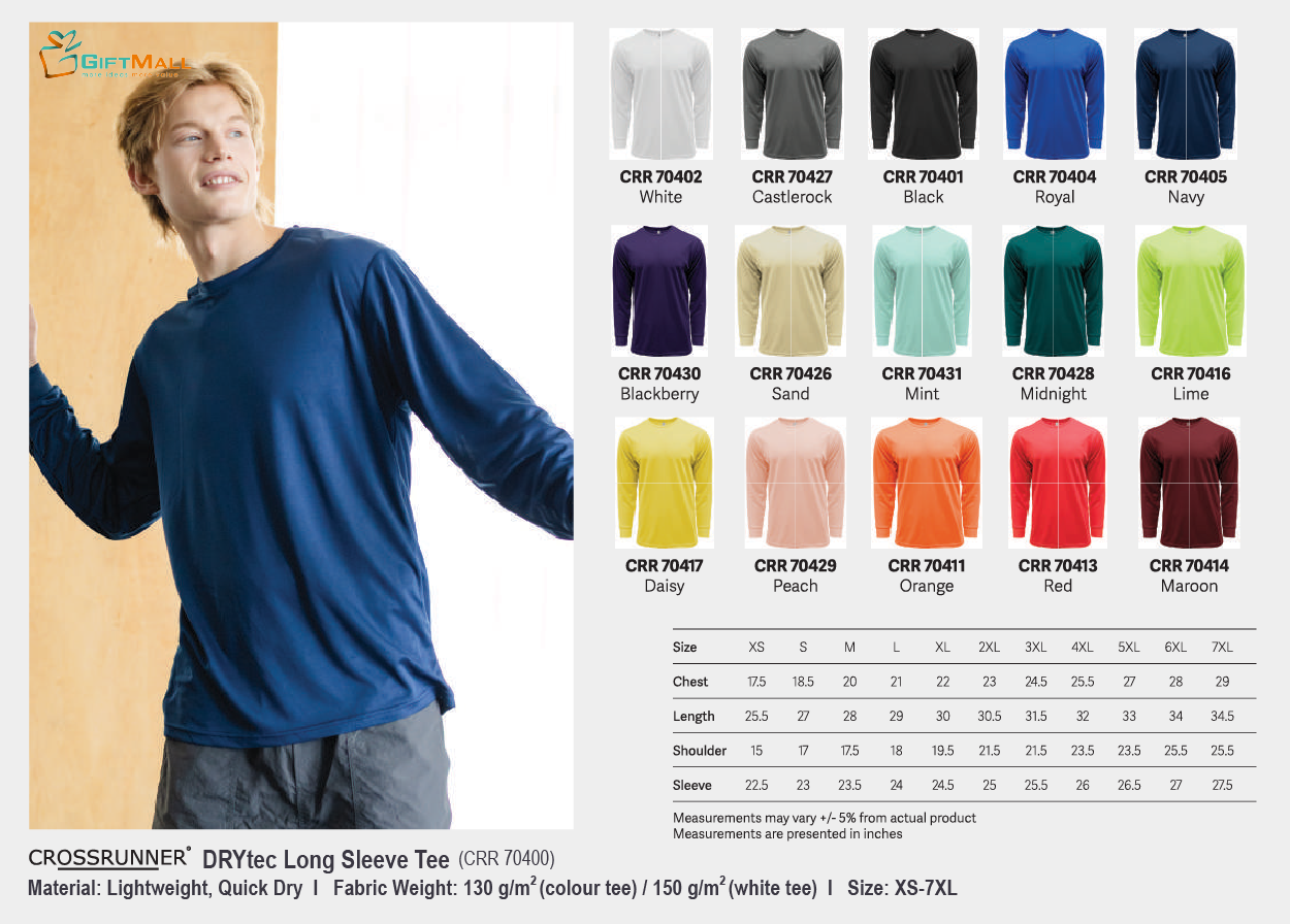 Crossrunner CRR 70400 (130gsm-color)<br>DRYtec Long Sleeve Tee