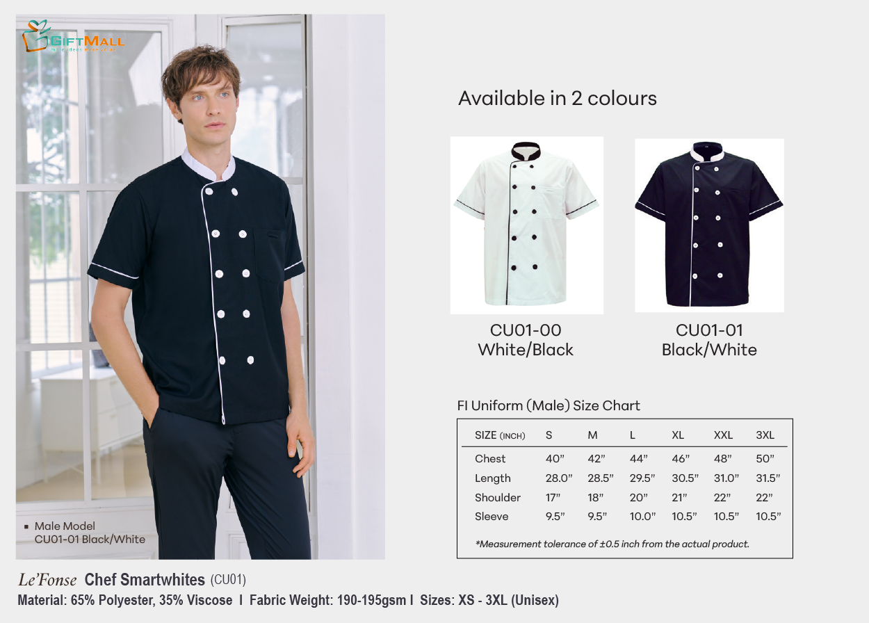 Le'Fonse CU01<br>Chef Smartwhites (190-195gsm)