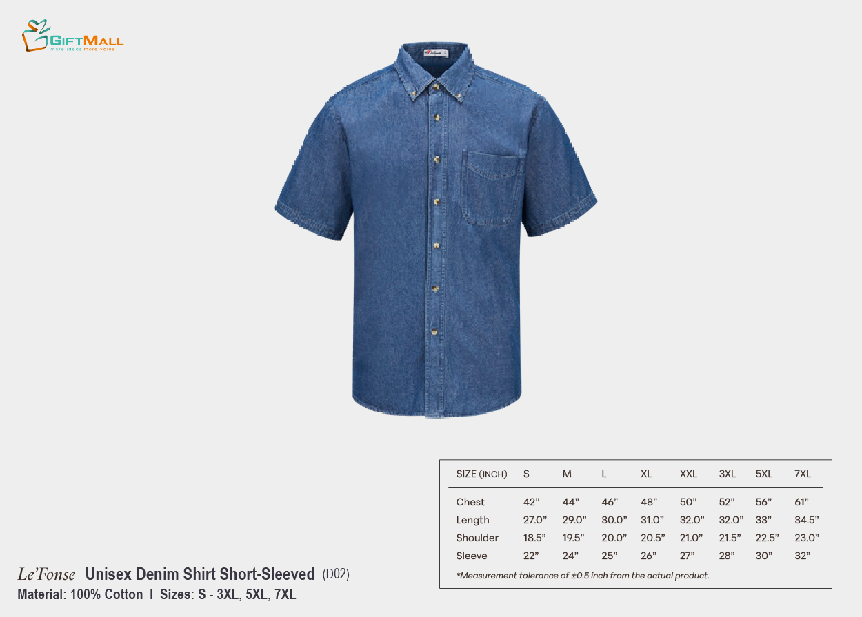 Le'Fonse D02<br>Unisex Short-Sleeved Denim