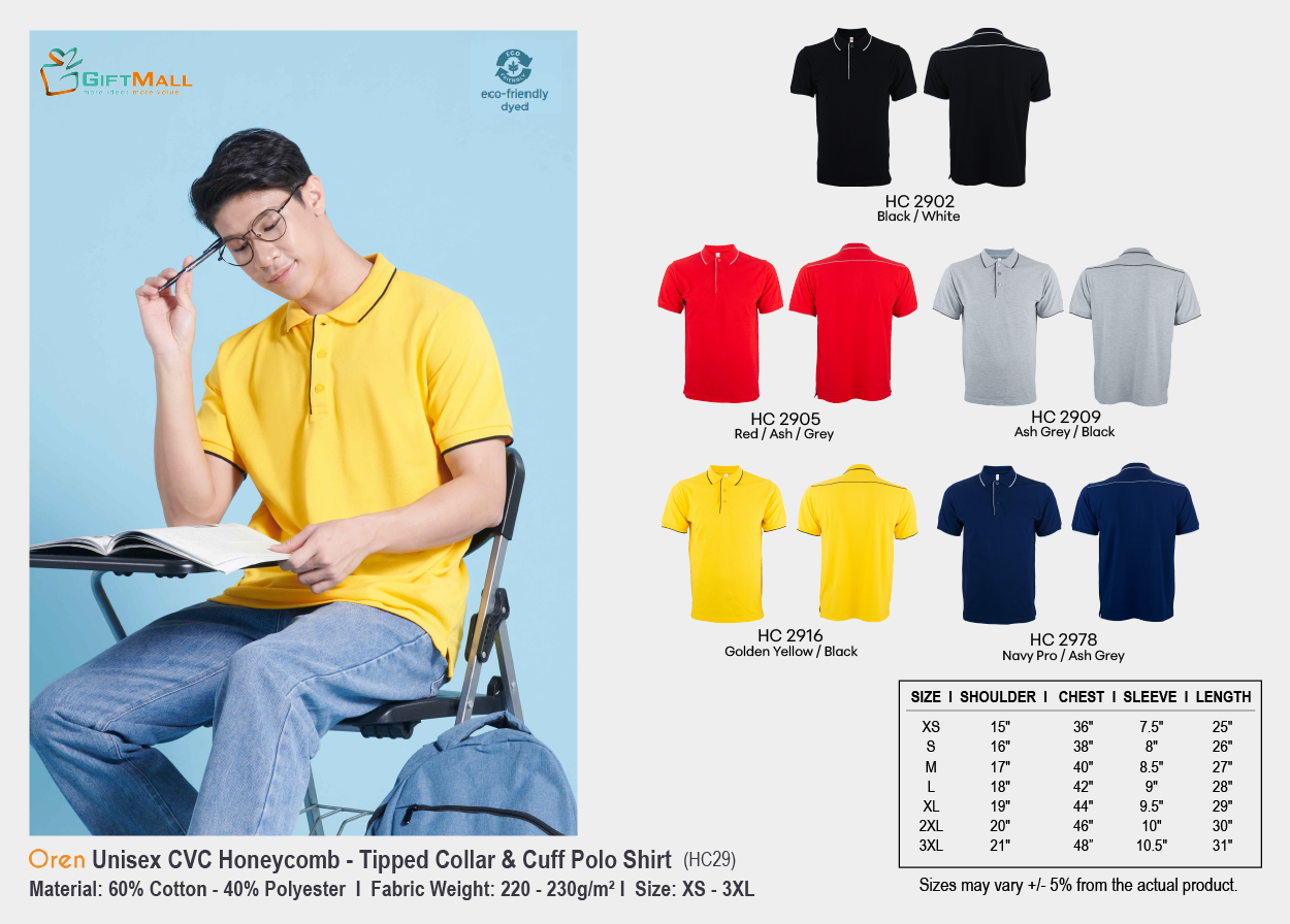 Unisex CVC Honeycomb Polo