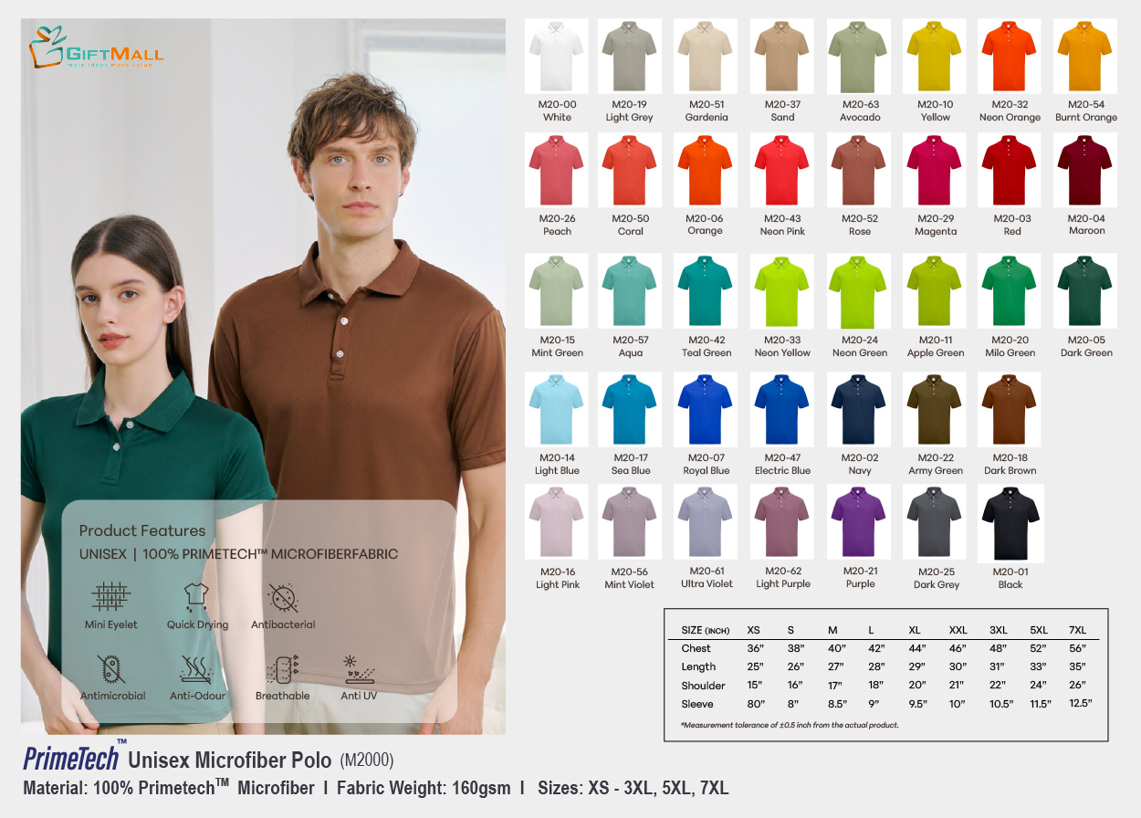 Le'fonse M2000(160gsm)<br>Unisex PrimeTech Polo