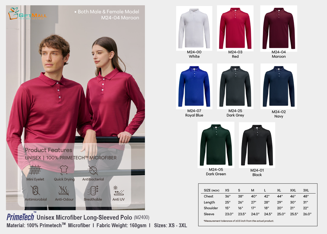 Le'fonse M2400(160gsm)<br>Unisex PrimeTech Long-Sleeved