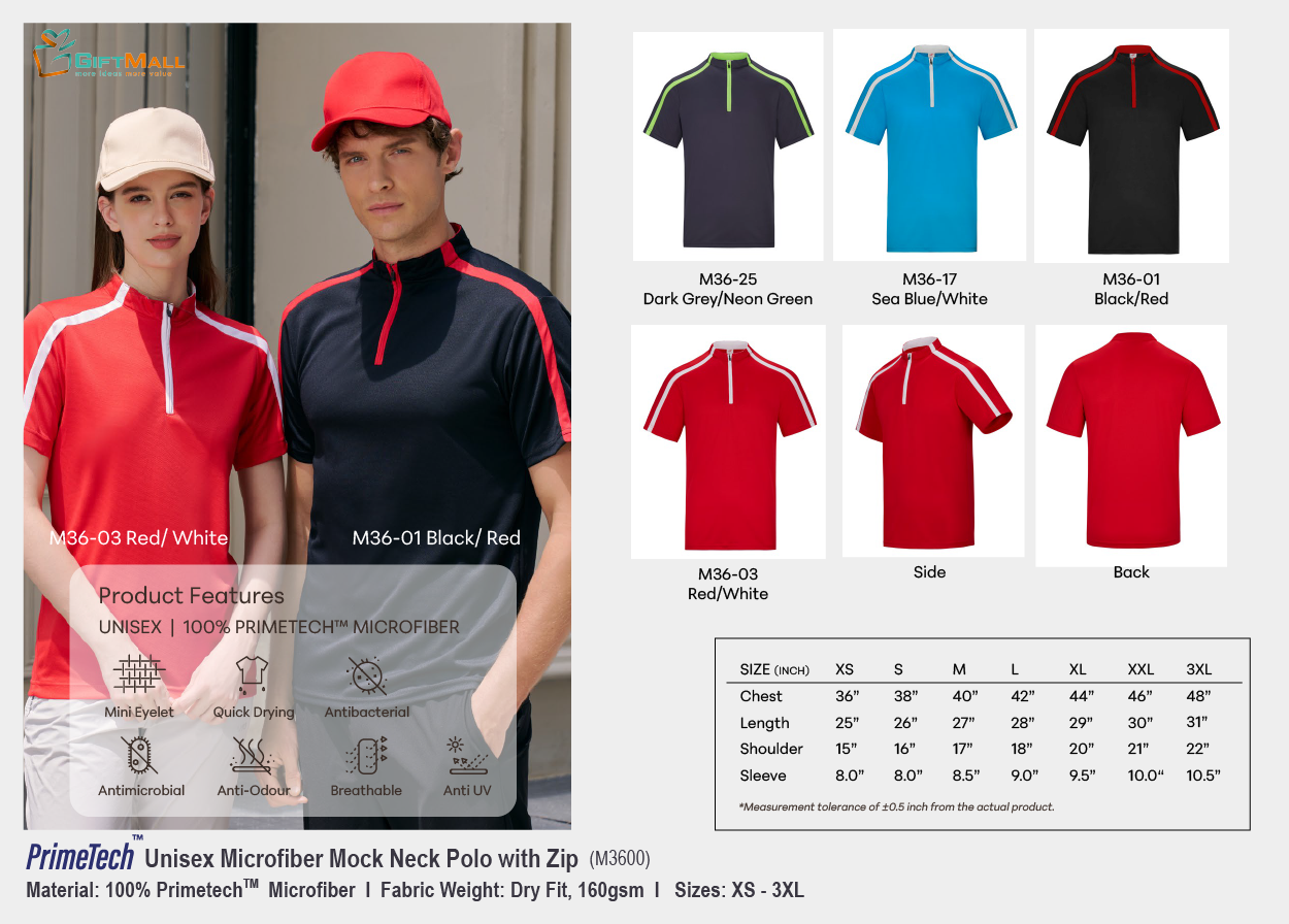 Le'fonse M3600(160gsm)<br>Unisex PrimeTech Polo