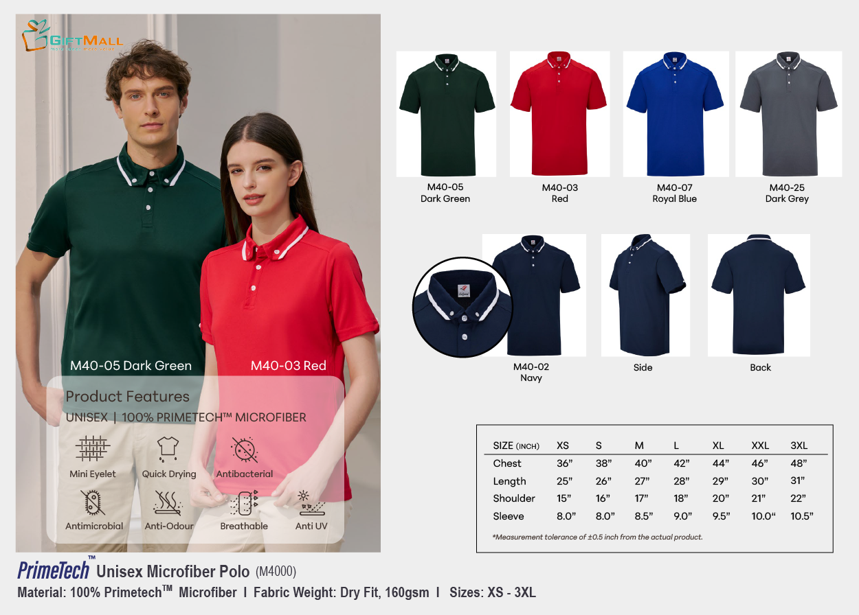 Le'fonse M4000(160gsm)<br>Unisex PrimeTech Polo