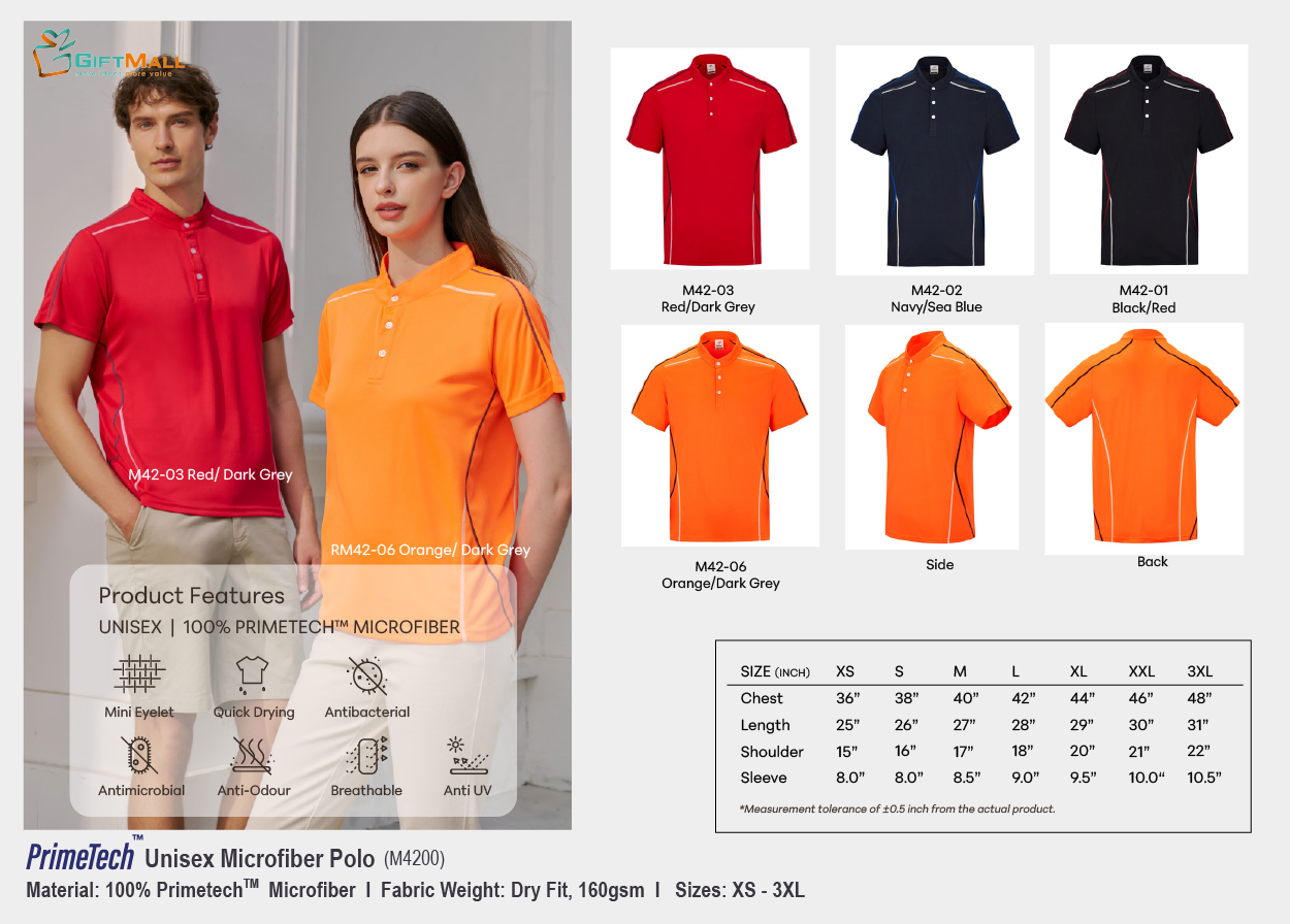 Le'fonse M4200(160gsm)<br>Unisex PrimeTech Polo