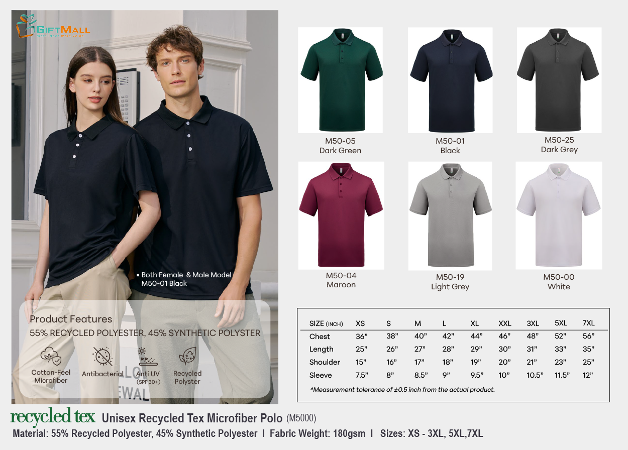 Le'fonse M5000(180gsm)<br>Unisex Recycled Tex Polo
