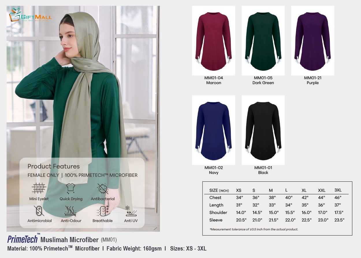 Le'Fonse MM01 (160gsm)<br>Muslimah Microfiber