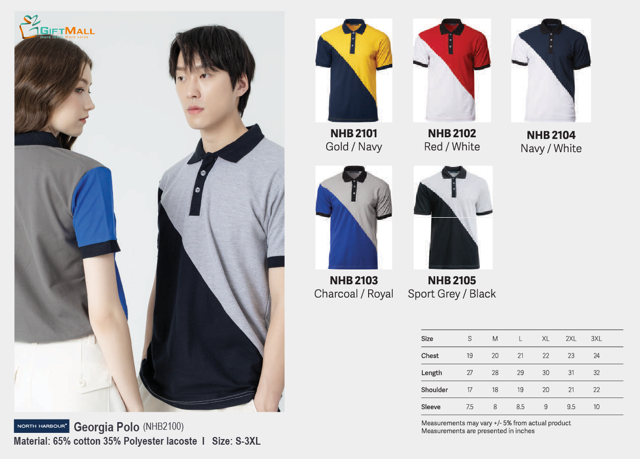 North Harbour NHB 2100<br>Unisex Georgia Polo