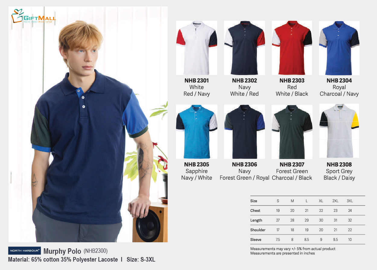North Harbour NHB 2300<br>Unisex Murphy Polo