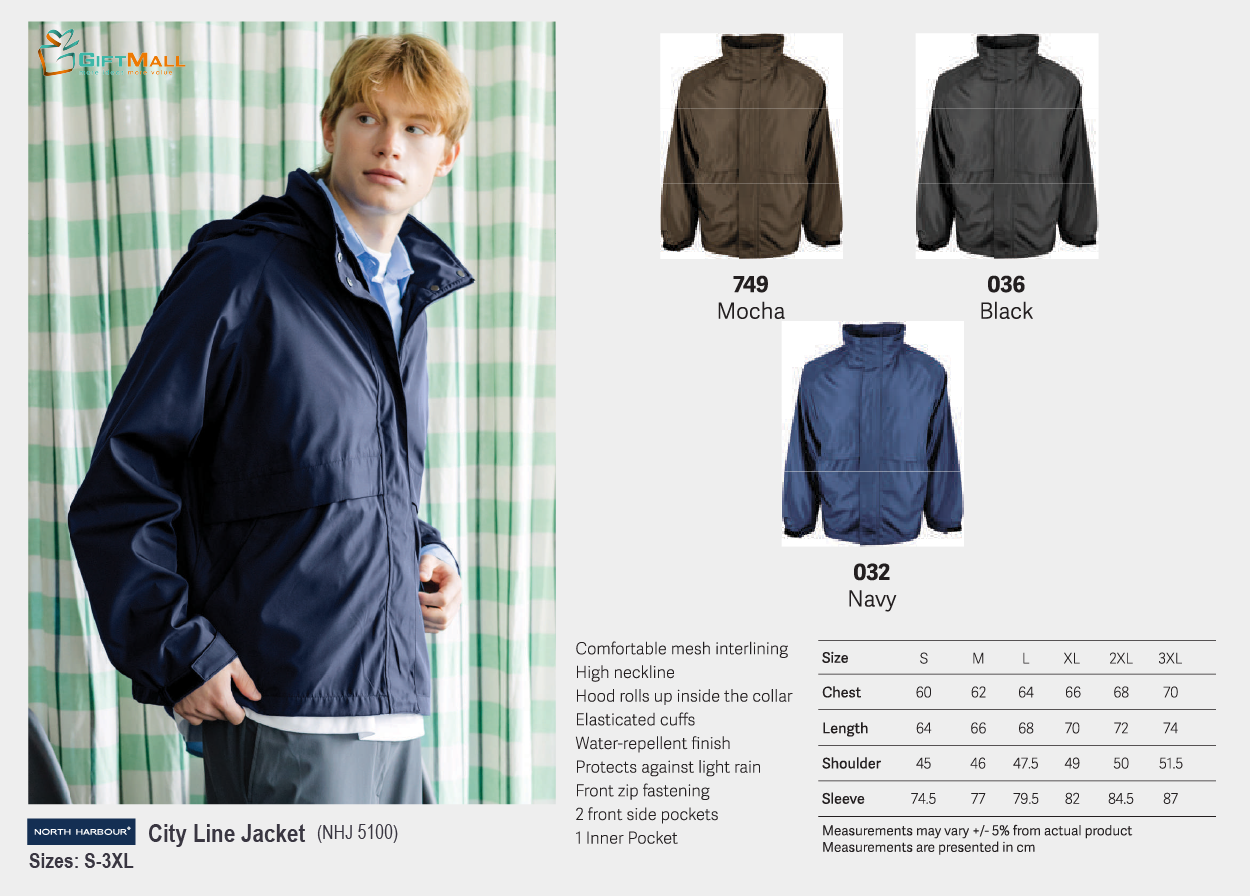 North Harbour NHJ 5100<br>Unisex City Line Jacket