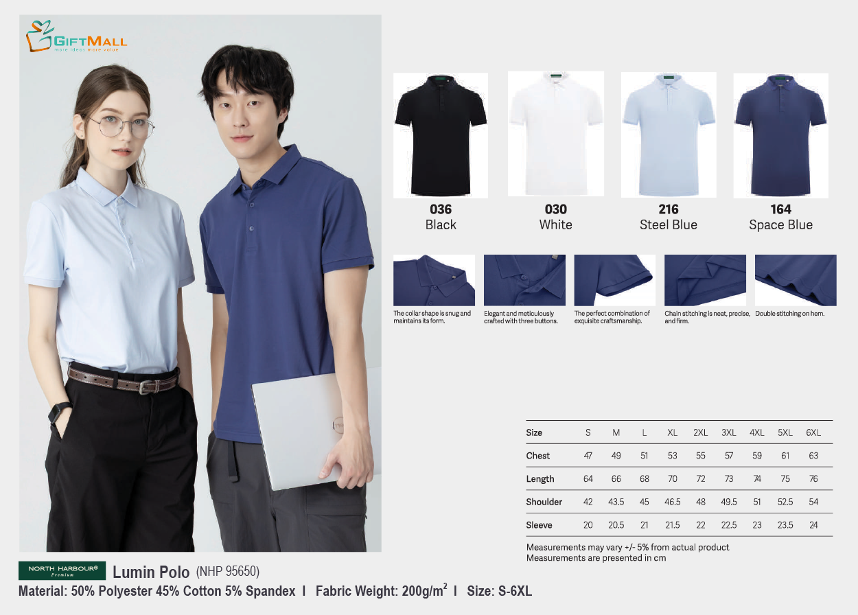 North Harbour NHP 95650<br>(200gsm) Lumin Polo