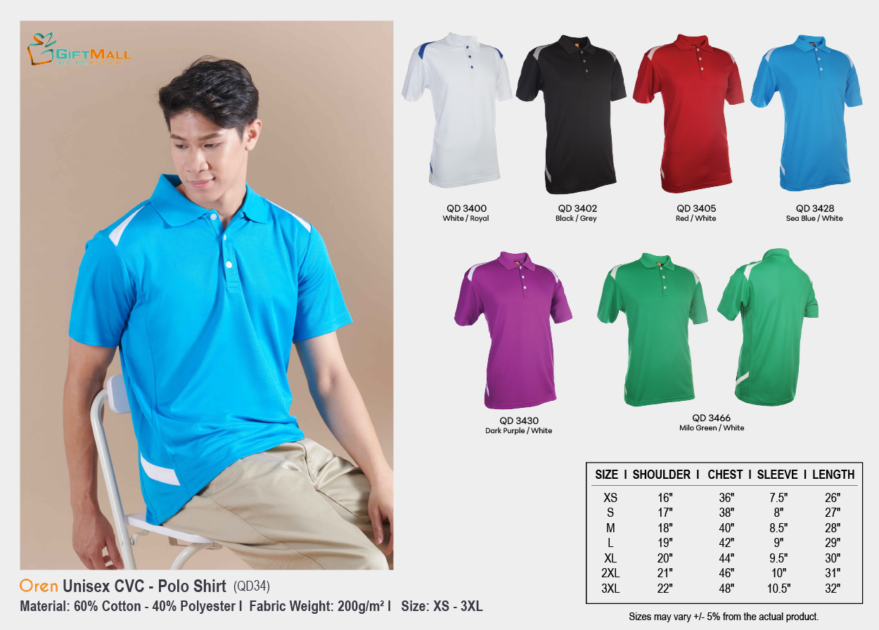 Oren QD34 (200gsm)<br>Unisex CVC