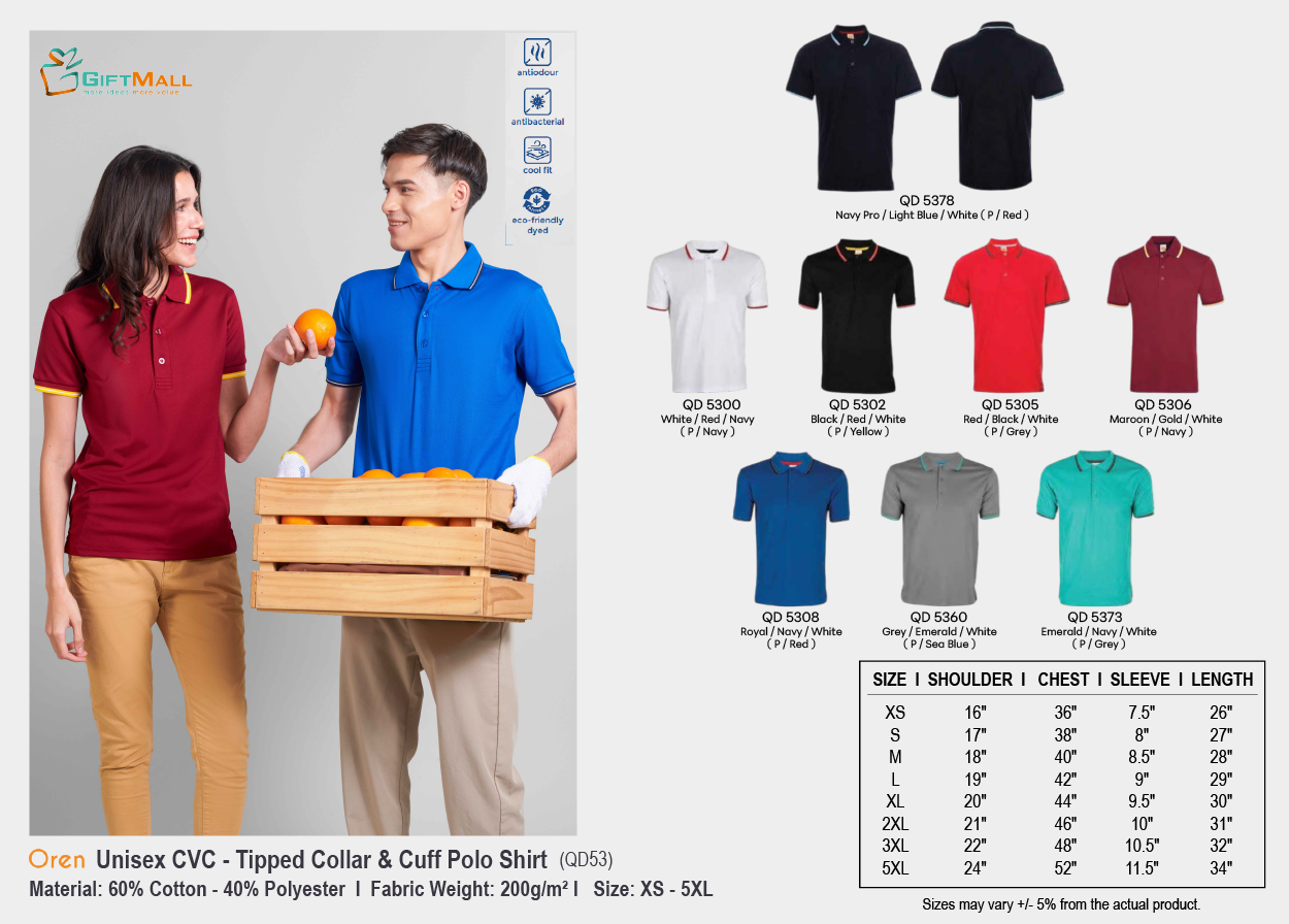 Oren QD53 (200gsm)<br>Unisex CVC