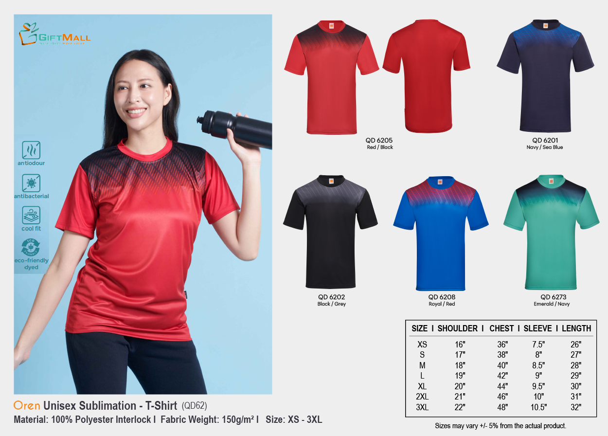 Oren QD62 (150gsm)<br>Unisex Sublimation