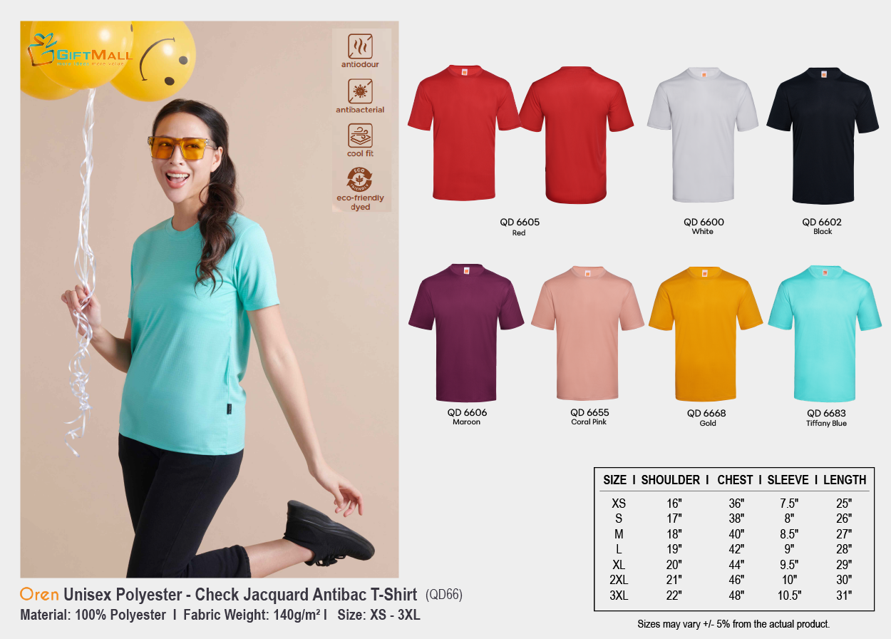 Oren QD66 (140gsm)<br>Unisex Polyester
