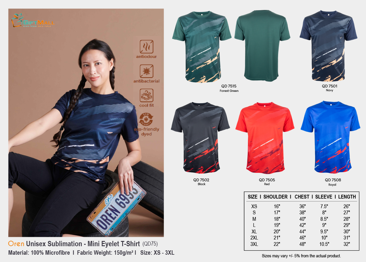 Oren QD75 (150gsm)<br>Unisex Sublimation