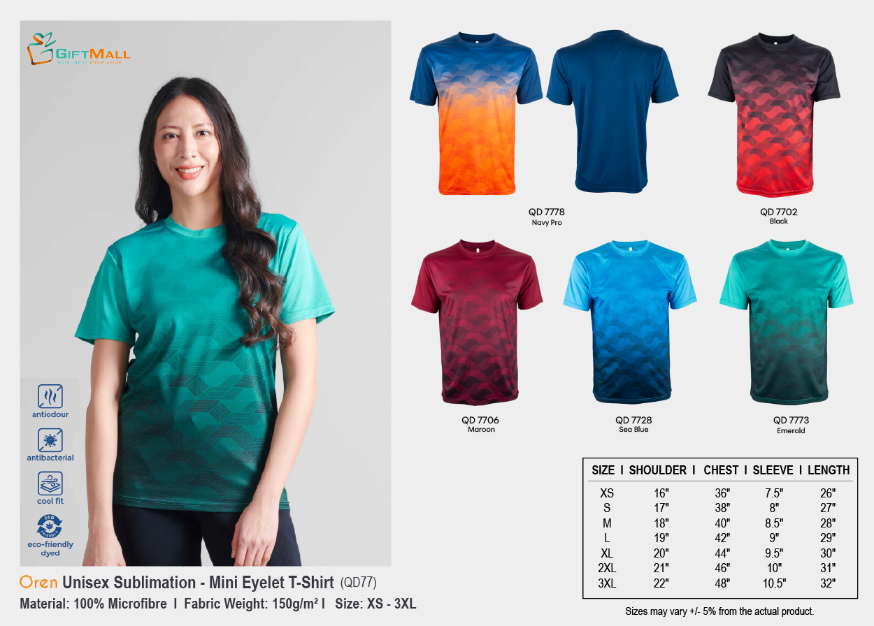 Oren QD77 (150gsm)<br>Unisex Sublimation