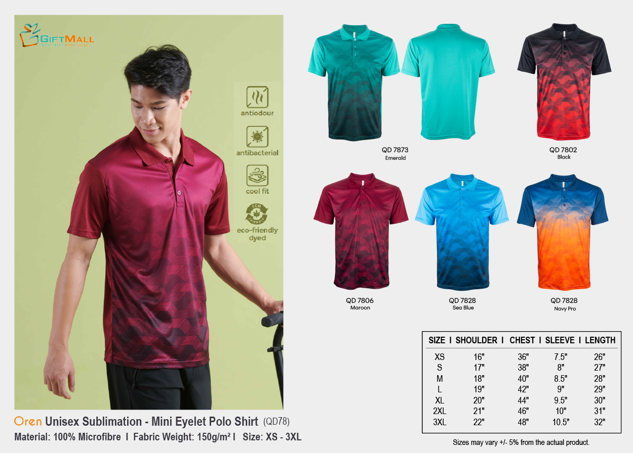 Oren QD78 (150gsm)<br>Unisex Sublimation